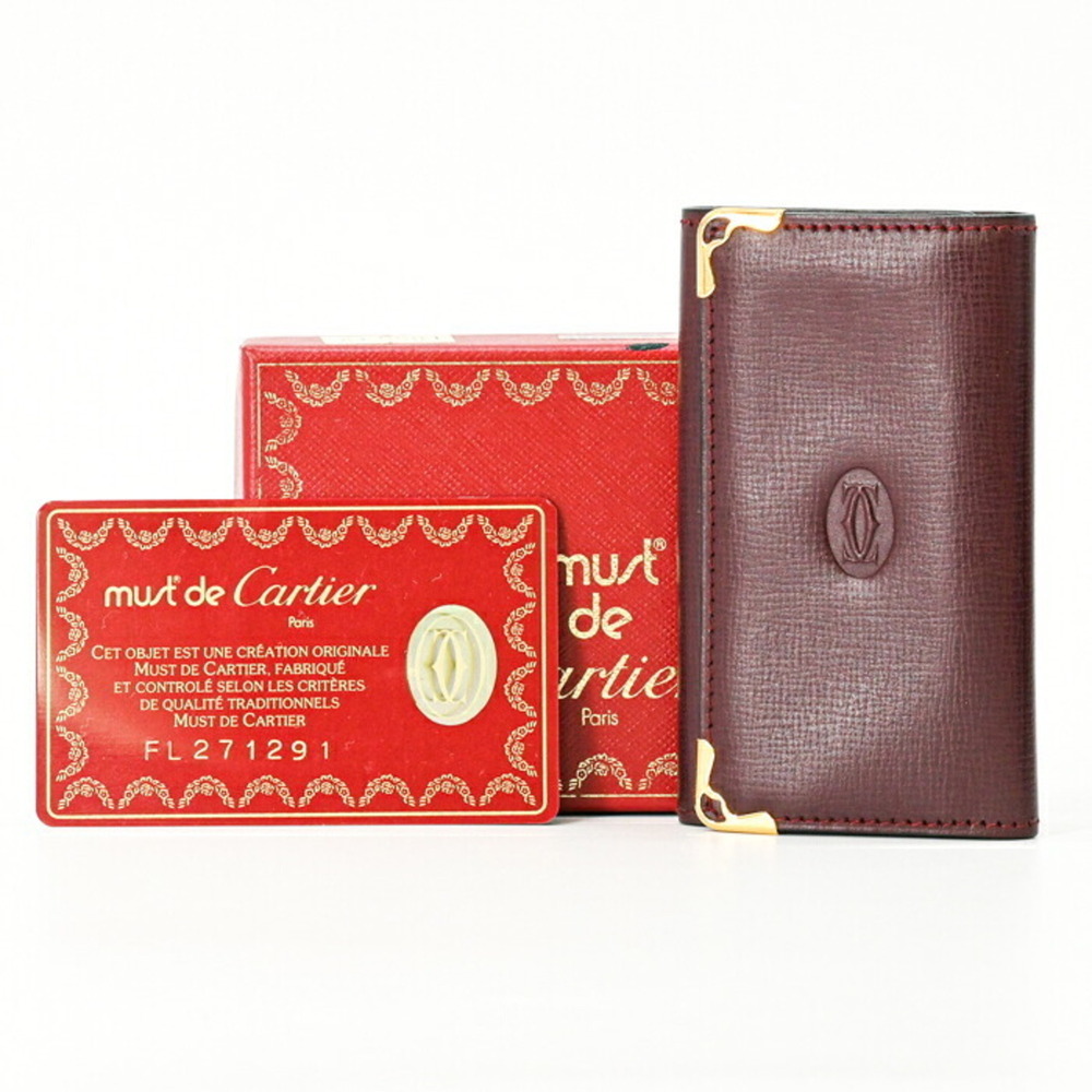 Cartier Must Line Key Case, 6-ring, Bordeaux Leather, Women's, L3000127